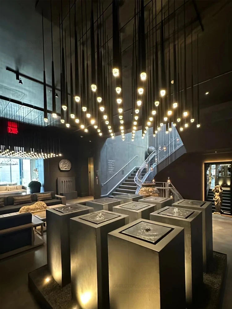 Modern LED Living Room Long Pendent Lamp Attic Light Indoor Lighting Villa Staircase Chandelier Dining Room Ceiling Lamp