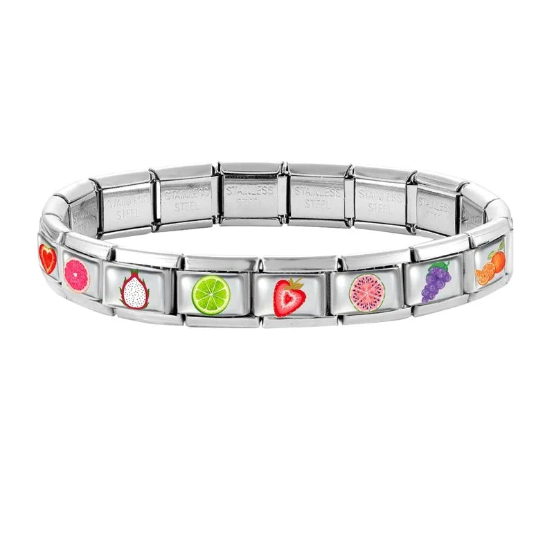 2025 Women's Fashion Colorful Flowers Sunflower Tulip Orchid Daisy Italian Charms Fit 9mm Stainless Steel Bracelet DIY Jewelry