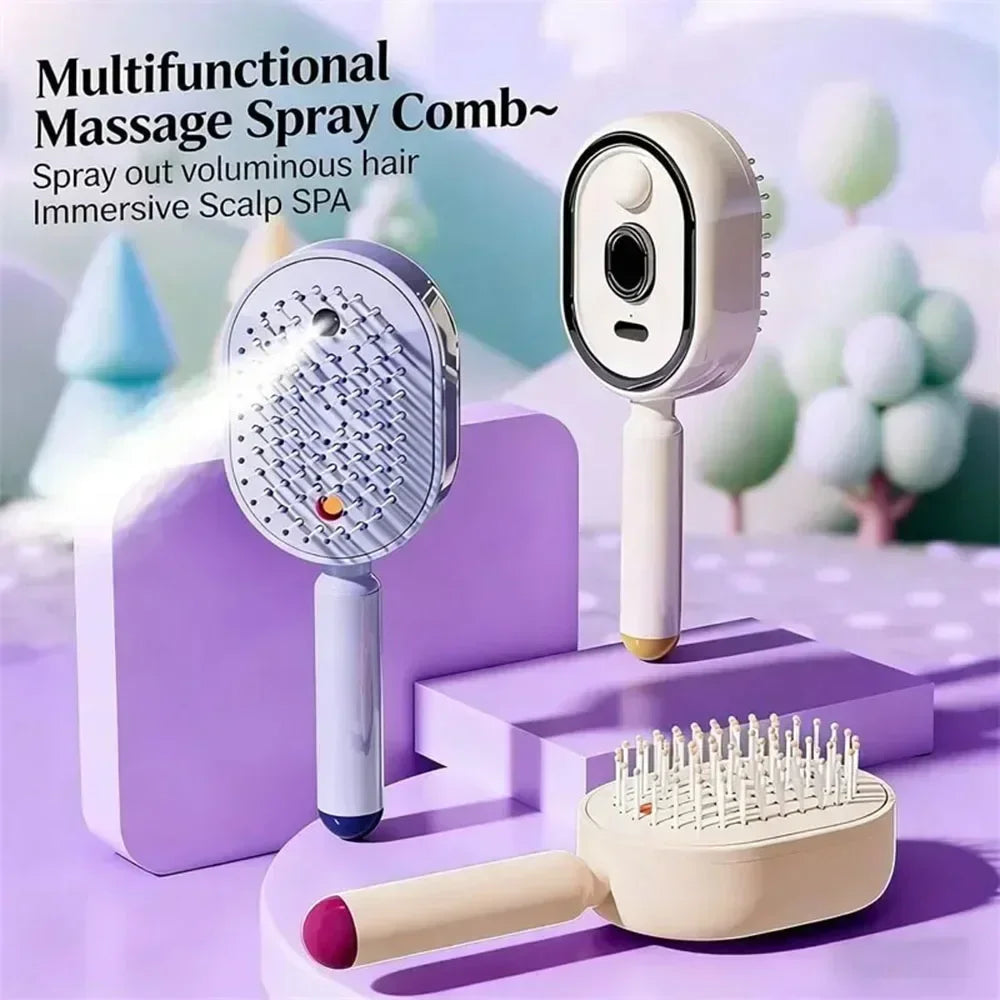Electric Steam Brush with Water Spray Wet Electrics Hairbrush USB-C Charging for Detangling Smoothing Styling & Frizz Control
