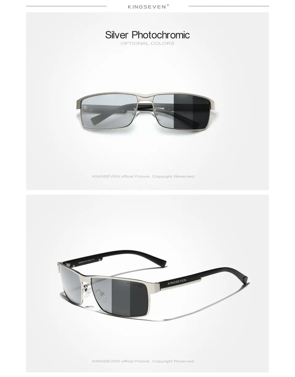 KINGSEVEN New Photochromic Sunglasses Men Chameleon Polarized Pilot Sun Glasses Driving Square Eyewear Men's Sun Glasses Male