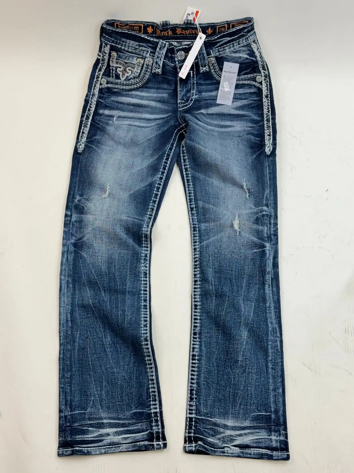 Y2K New Gothic Blue Denim Embroidery Harajuku Wide Pants Revival Mens Jeans Foliage Bootcut Women Pocket Hip Hop Streetwear
