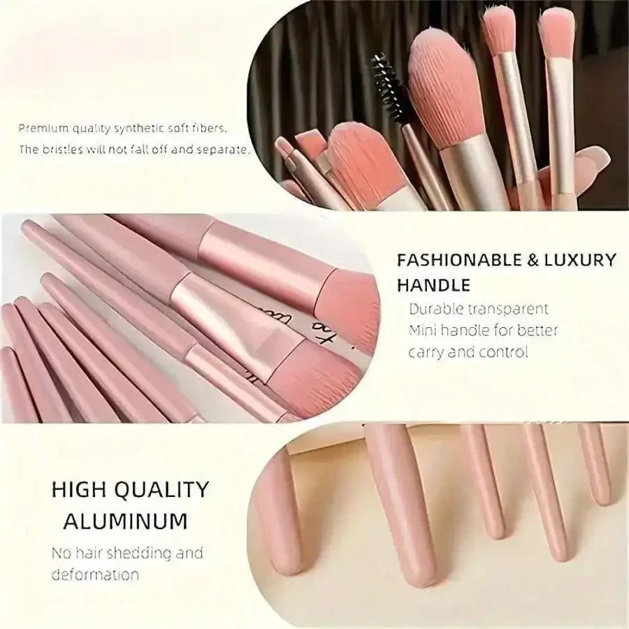 Portable Mini Multipurpose Makeup Brush Set 8Pcs Professional Cosmetic Tool For Blush Eyeshadow Concealer Travel Daily Makeup Supply