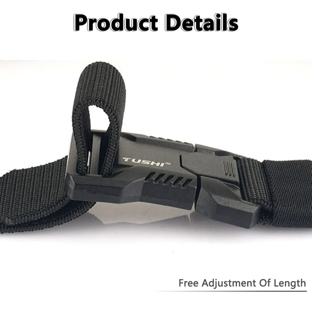 TUSHI Aluminum Alloy Quick Release Pluggable Buckle Elastic Belts For Men Durable Tactical Belt Cowboy Outdoor Army Belt Hunting
