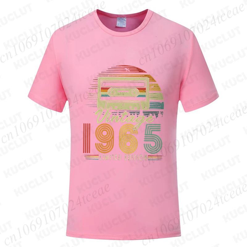 Vintage 1965 Print T-shirts for Men Women Birthday Vintage Letter Design Tshirt Short Sleeve Clothes Fashion Casual Tee Clothing
