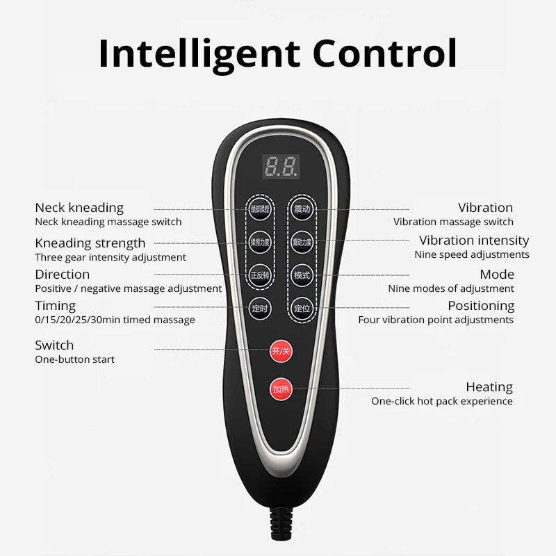 Electric Neck Massager Heating Vibrating Back Waist Massage Cushion Shiatsu Body Massage Mat for Home Office Car