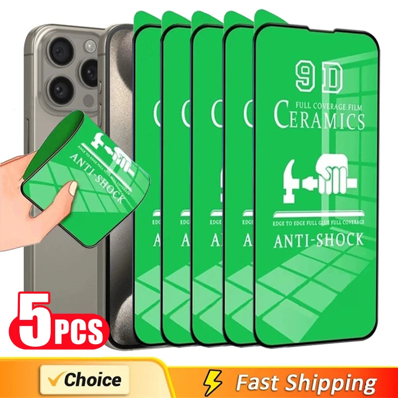 5Pcs HD Soft Ceramic Film For iPhone 14 11 12 13 15 Pro Max Mini 8 6 7 Plus Screen Protector For IPhone 16 XS MAX X XR Not Glass