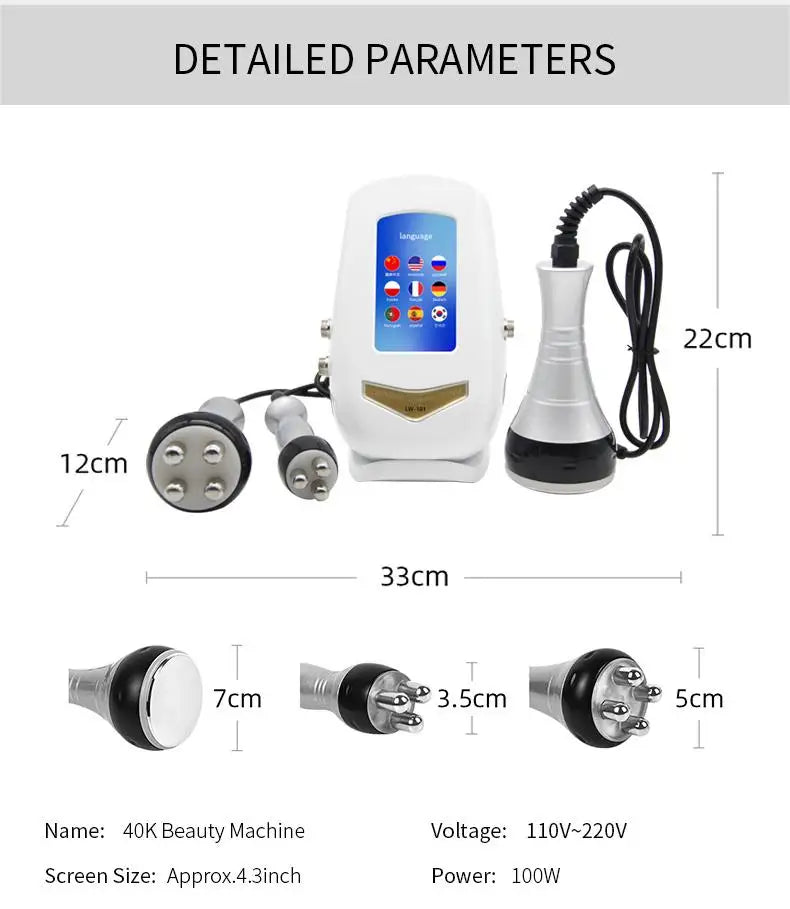 40K Cavitation Machine 3/4-1 Ultrasonic RF Body Shaping Lose Weight Multipolar Slimming Facial Skin Tightening Lifting Device