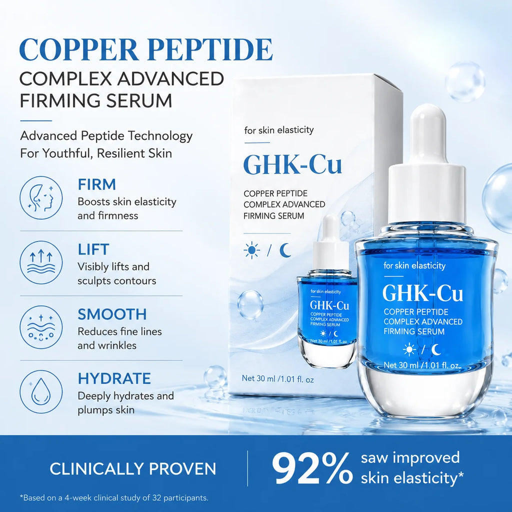 GHK-Cu Copper Peptide Essence, a Premium Firming Facial Serum, Improves Skin Elasticity and Firmness, Deeply Hydrates and Moistu