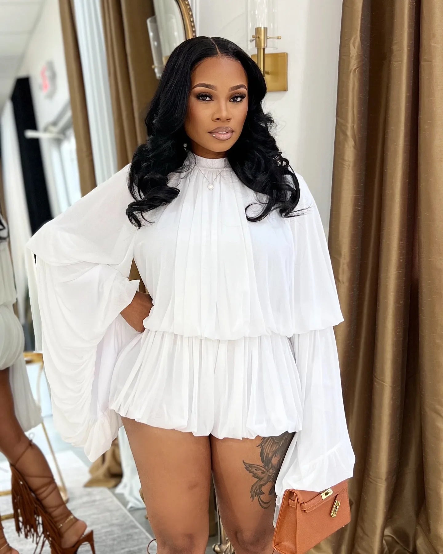 Two Piece Sets Women Shorts Lantern Sleeve Matching Sets Shirts Shorts Ruffles Pleated Suits Elegant Summer Y2k Streetwear Work