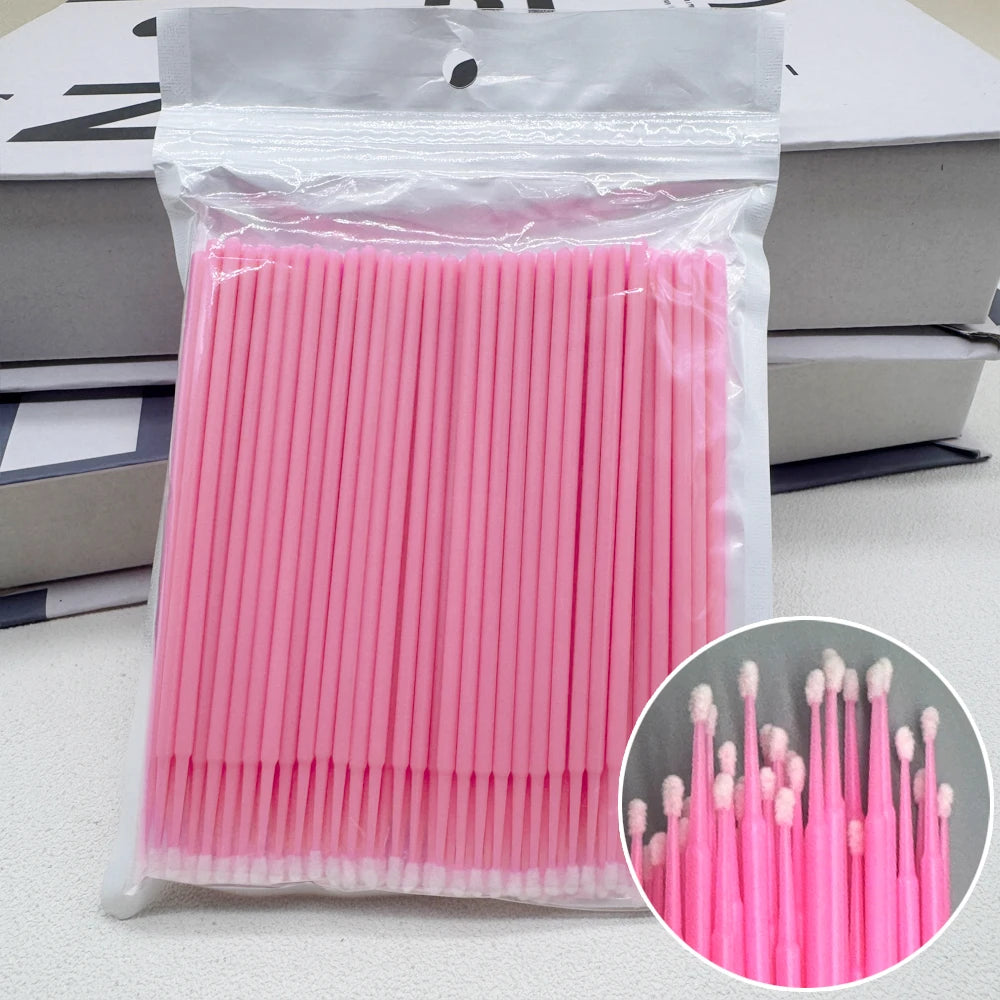 100PCS Crystal Micro Brush Disposable Lashes Removing Swab Mascara Wands Applicator Eyelash Extension Brushes Makeup Tools