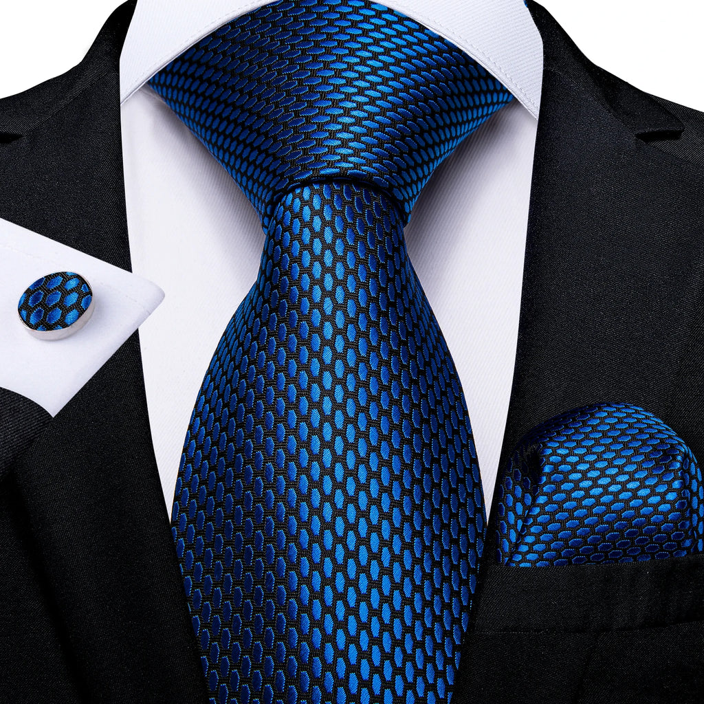 8cm Men's Polyester Ties Pocket Square Cufflinks Green Gold Paisley Wedding Party Accessories Necktie Gift