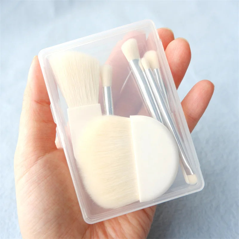 6Pcs Mini Makeup Brushes Set With Box Portable Cosmetic Powder Foundation Blush Blending Concealer Make Up Brushes Makeup Tool