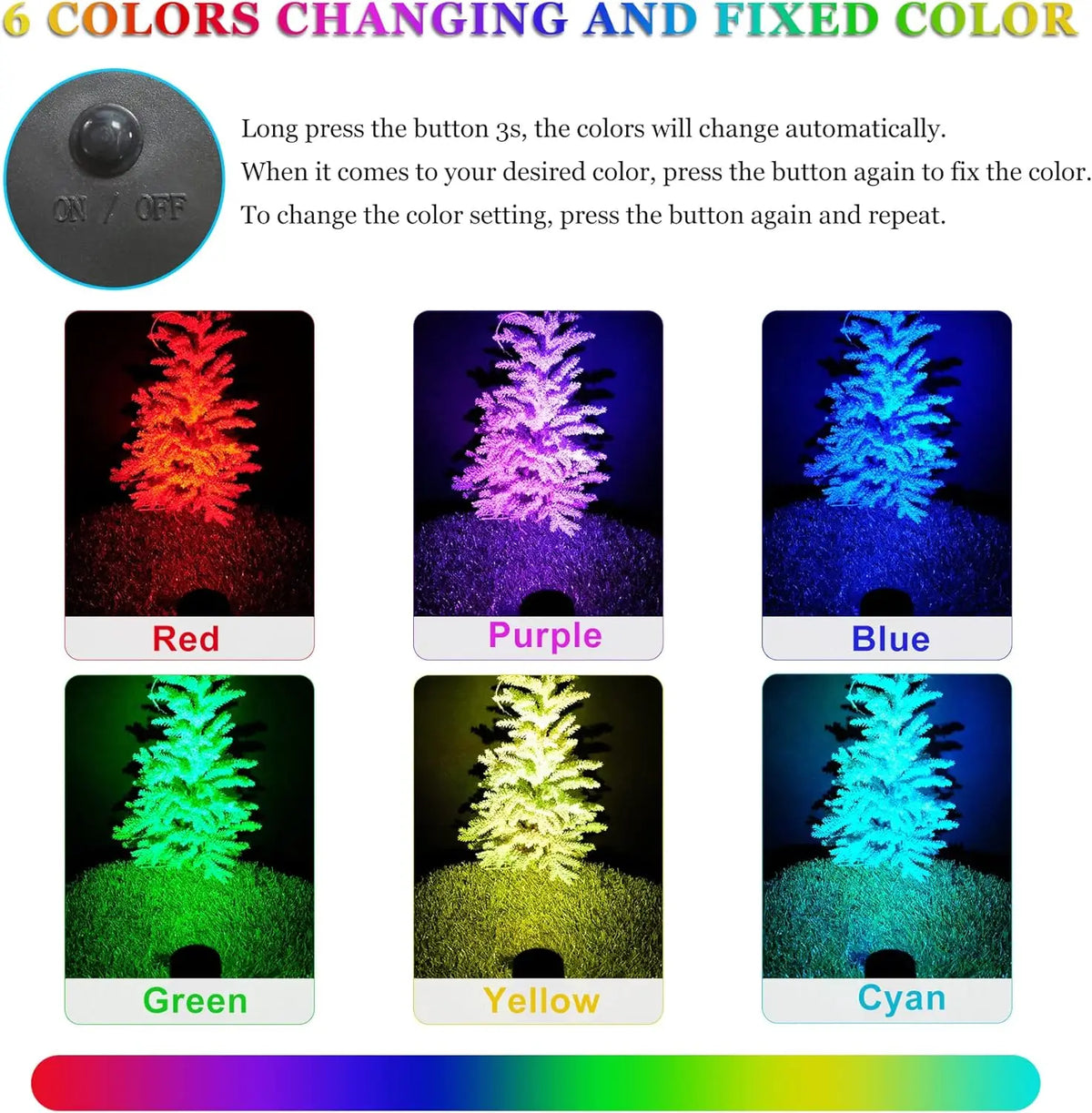 3000K/6000K/RGB Outdoor Solar LED Light IP65 Garden Landscape Pathway Wall Lamp for Tree Decor Yard Street Solar Spotlight
