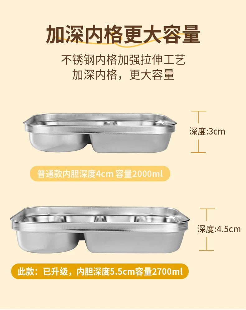 Portable Insulated Stainless Steel Lunch Box for Office Workers And Students Sealed Bento with Microwave Heating Food Container