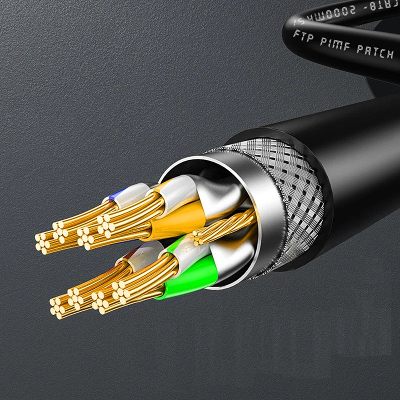 CAT8 Network Cable 40Gbps Ethernet Wire Double Shield 26AWG Thicker Pure Copper Jumper Line RJ45 Broardband PC Computer Lan Cord