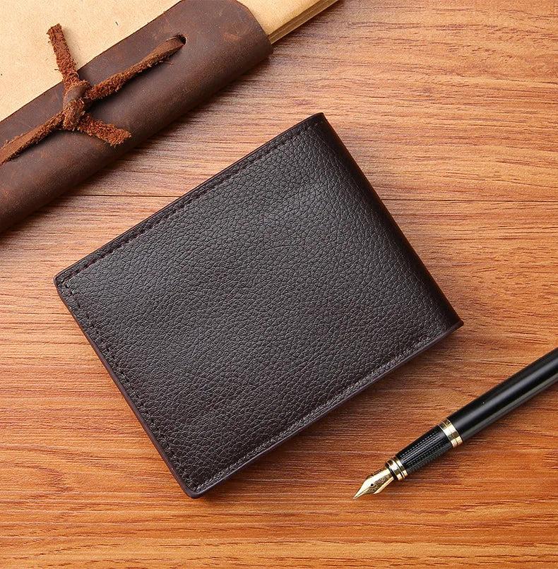 Classic Men's Leather Wallets Slim Minimalist Hawk Pattern Bifold Credit ID Card Holder Wallet Purse Short Thin Money Clip