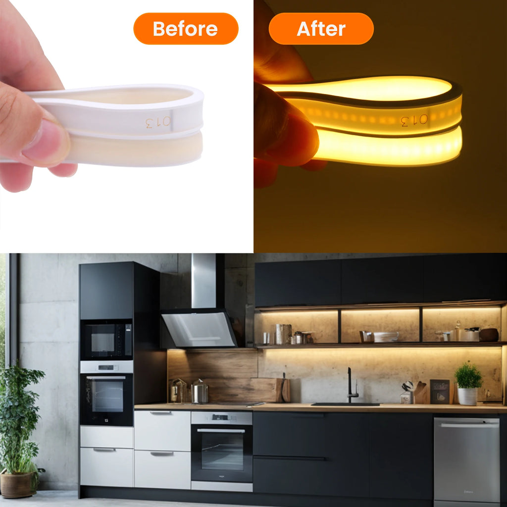 COB Neon LED Strip 5V 320LEDs/m Waterproof Dimmable LED Neon Rope Light Flexible Tape for Kitchen Cabinet Bedroom TV Backlight