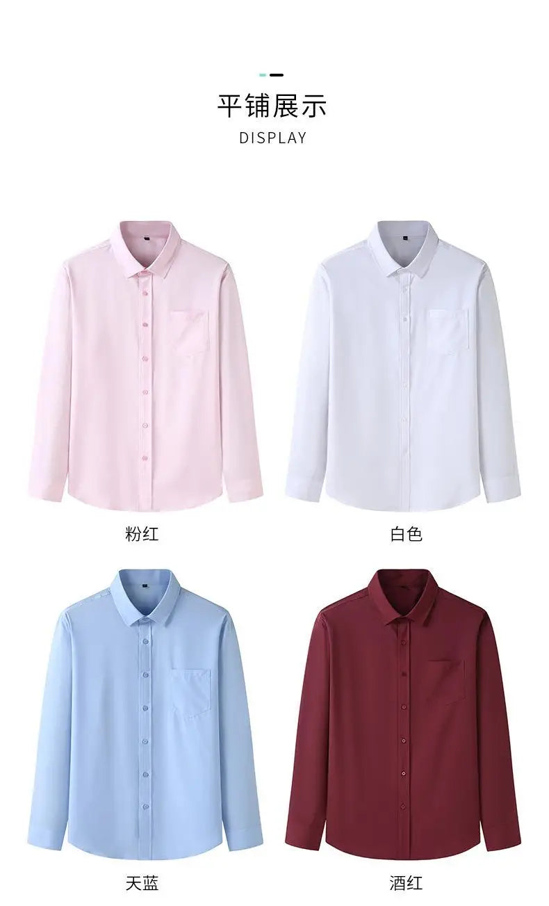 Plus Size 12XL 10XL Men's Shirts Long Sleeves Work Formal Shirt Anti-Wrinkle Classic Business Pocket Tops Male Clothing 90-190KG