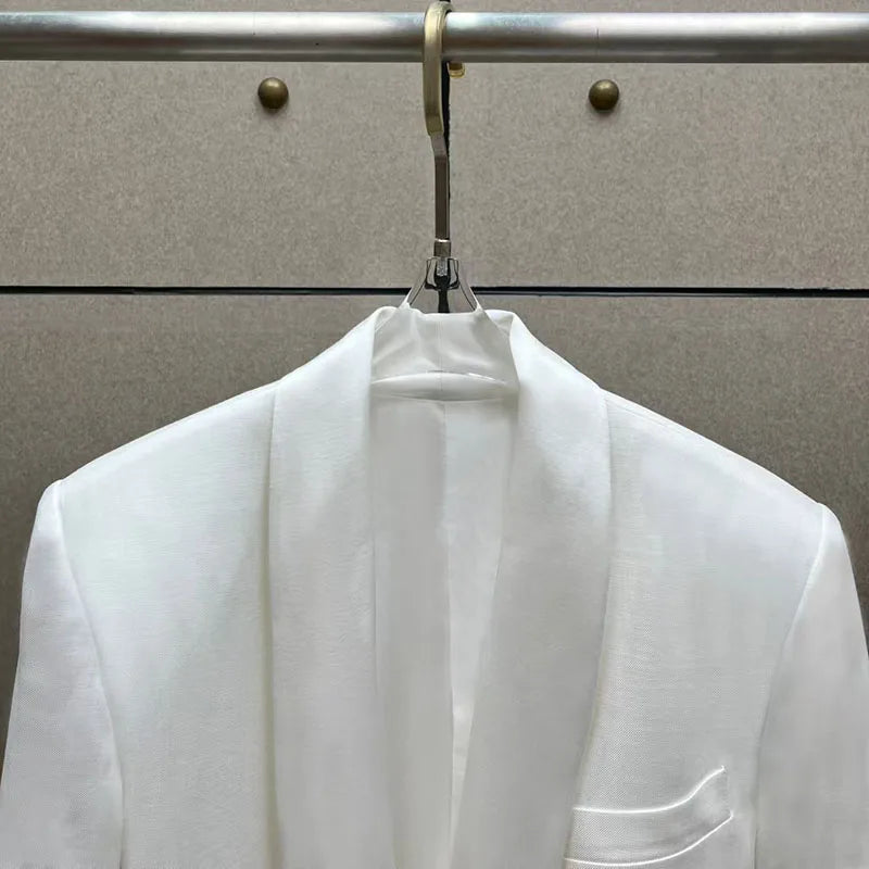 Women's loose-fit white suit jacket from Y2K2026 summer collection - stylish and versatile all-season top for women