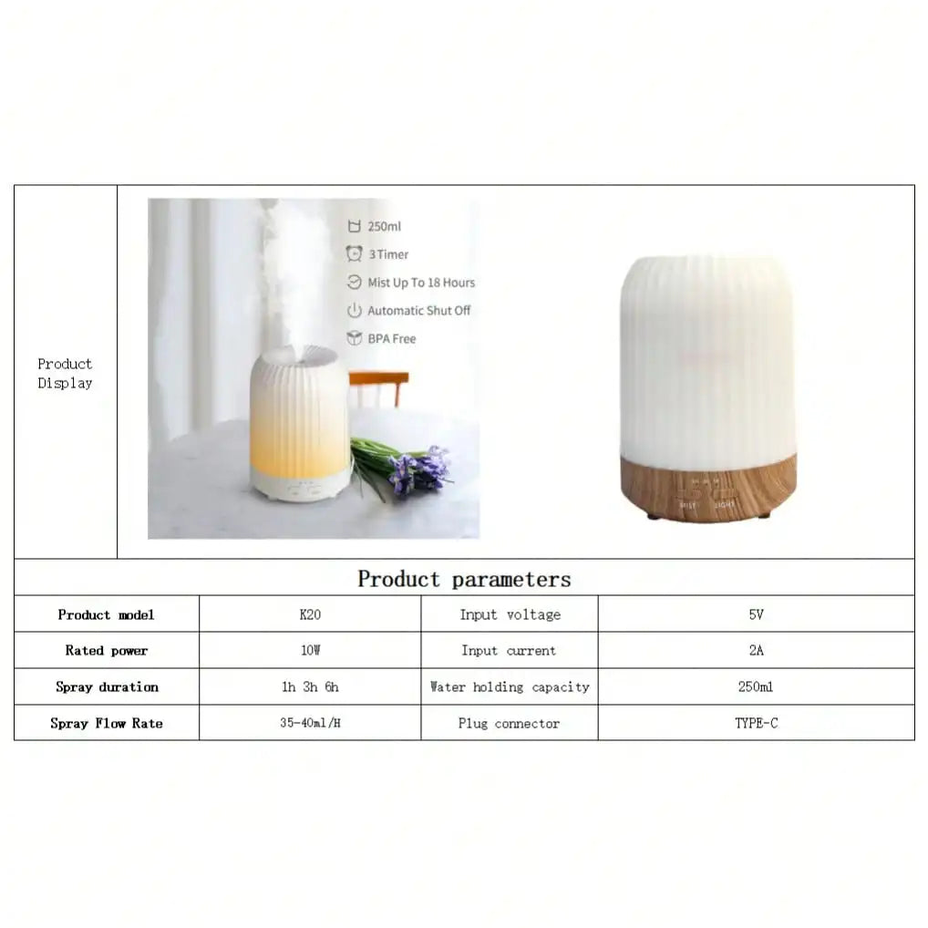 250ml Ultrasonic Essential Oil Diffuser - Quiet Home Humidifier With 7 LED Lights And Auto Shut-Off Timer, Suitable For Large Rooms, Children's Bedrooms, Hotels, Plant Rooms, Sleep Aromatherapy.sr25080200168157191
