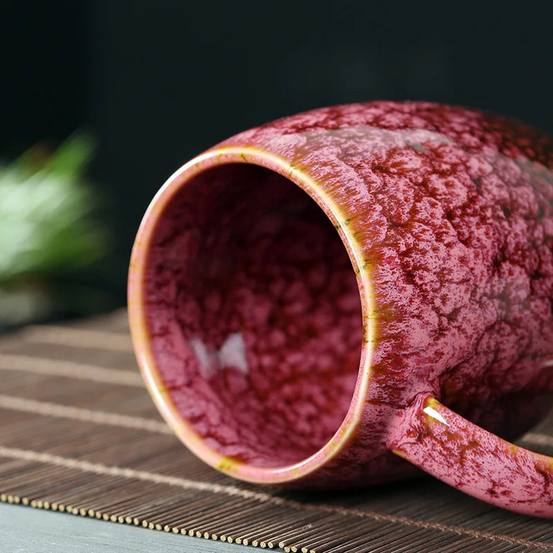 Japanese Style Coffee Cup Creative High-Capacity Kiln Change Ceramic Cup Vintage Household Office Drinkware Milk Mug Water Cup