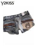 Summer Women Kpop Jean Shorts Abi Y2K 2000s Ripped Denim Hot Pants Grunge Gyaru Japanese American Retro Cyber Punk Harajuku Tide