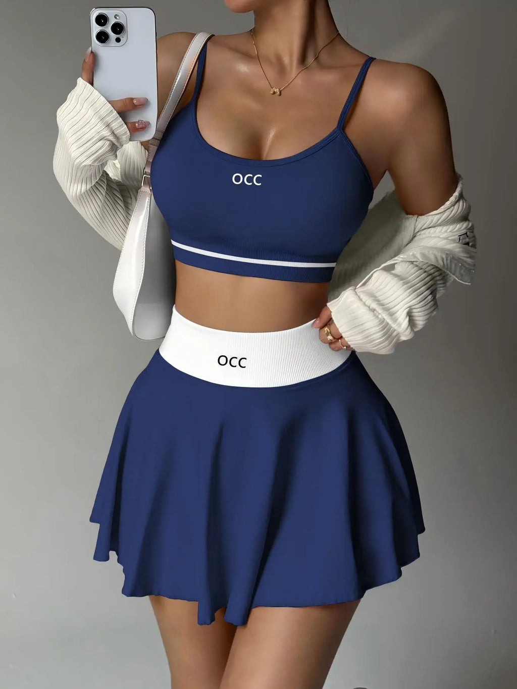 Yoga bra, high waisted tennis skirt, running and fitness pleated skirt, two-piece set, women's comfortable tennis skirt