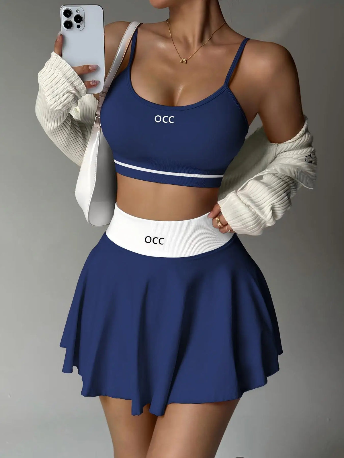 Yoga bra, high waisted tennis skirt, running and fitness pleated skirt, two-piece set, women's comfortable tennis skirt