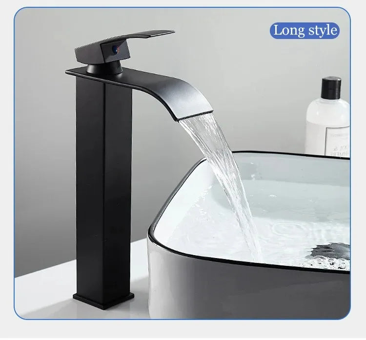Waterfall Stainless Steel Wash Basin Faucet With Hot and Cold Water Pipe Toilet Wash Basin Bathroom Kitchen Home