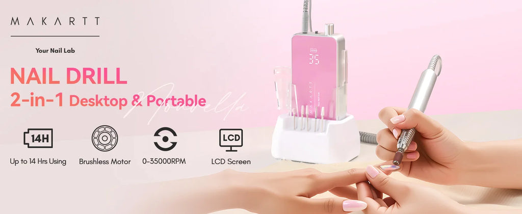 Professional Nail Drill, Nouvella 35000RPM Electric Nail Filer Machine with Coreless Motor Rechargeable Efile for Nails Gel
