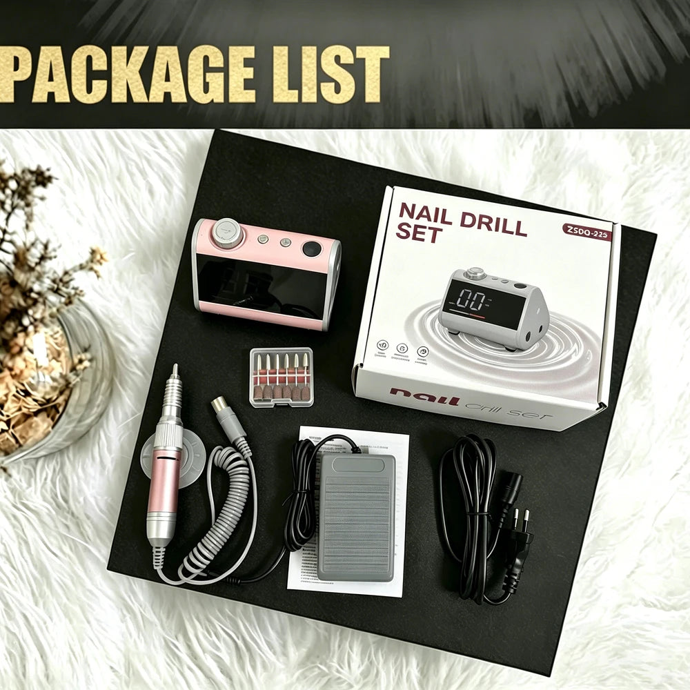 65W 35000 RPM Nail Drill Professional Manicure Machine Electric Nail Drill E-File Pedicure Equipment With Cutters Manicure Set
