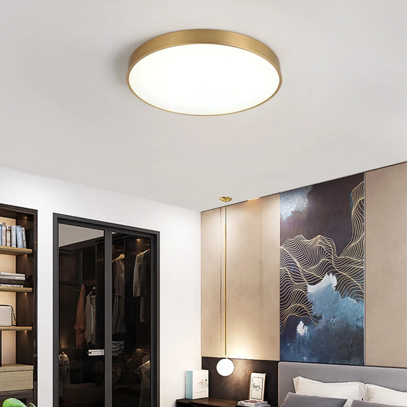 Modern LED Aisle Ceiling Light Lamps For Bedroom Corridor Garage Cloakroom Balcony Indoor Lighting Fixtures Simple Golden Round