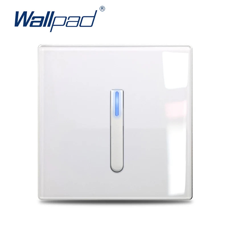 Wall Light Switch 1/2/3/4 Gang LED Indicator Piano Button, White Black Gray Gold Tempered Glass Panel Wallpad L6, 86*86mm