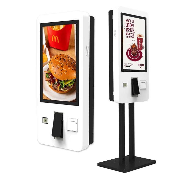 21.5 Inch Touch Screen Wall Mounted Kiosk for Indoor Use Payment Self Ordering Interactive Printer Fast Food Restaurant SDK