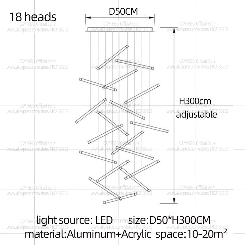 Modern Chandelier Luster Lights For Stair Hall Dining Living Room Duplex Building Indoor Lighting Fixture Staircase Chandelier