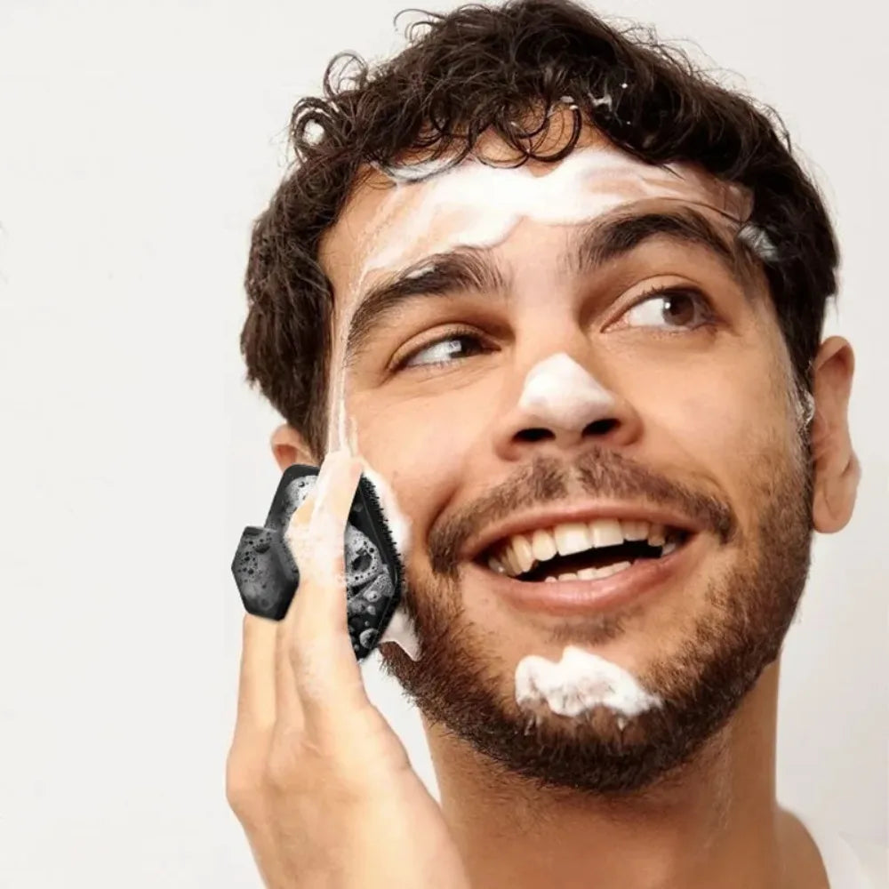 Silicone Facial Cleaning Brush, Mini Deep Clean Massage Face Scrubber for Men Shaving Daily Skincare Beauty Cleaner Accessories