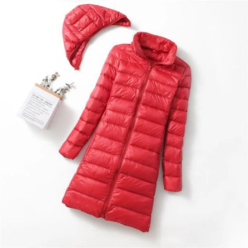 Autumn and Winter Mid-length Vertical Collar Removable Cap Down Jacket Women's Mid-length Korean Style Slim-fit Warm Women's Jac
