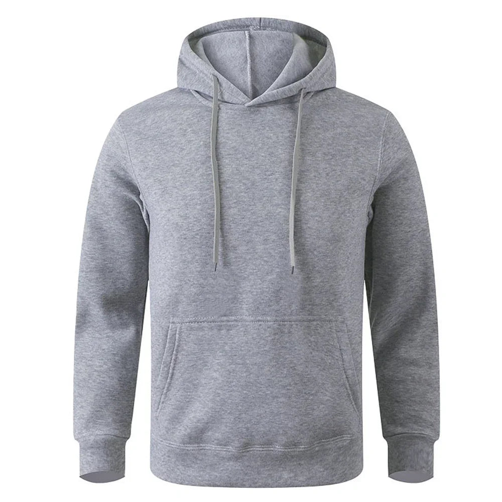 Autumn Winter Men Fleece Warm Mens Sweatshirt Casual Solid Color Streetwear Pullovers Sport School Fashion Hot Sale Hoodies