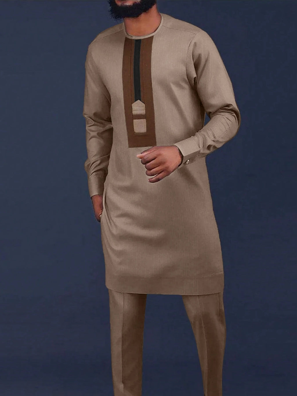 2024 Luxury Men's Suit Set Kaunda Suit Tuxedo Outfits Pocket Top Pants African Ethnic Wedding Gentleman 2pcs Sets Suit Outfits