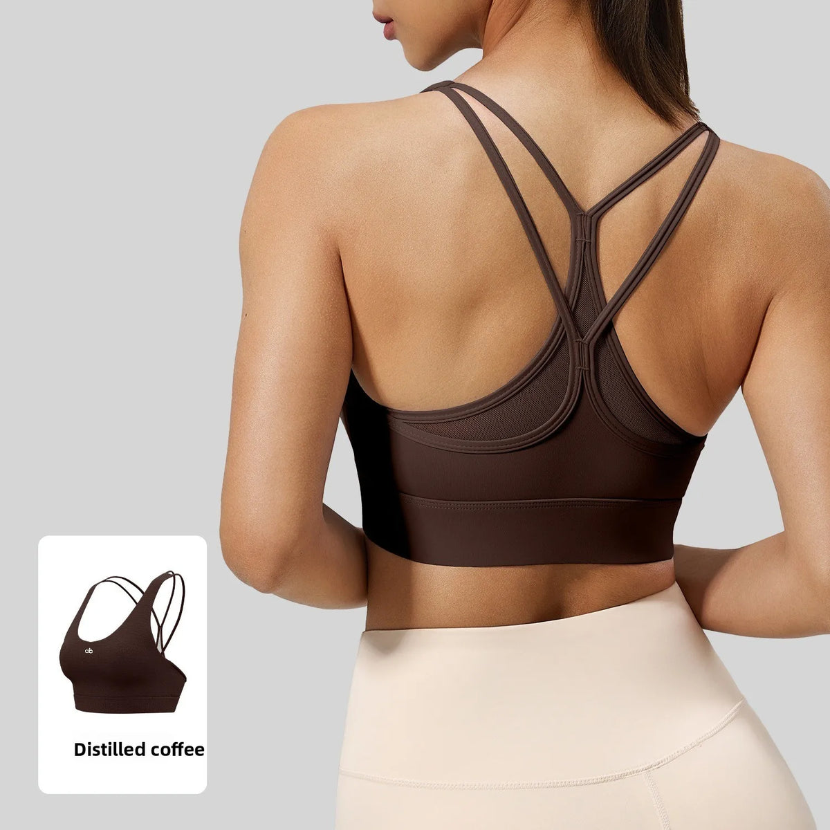 Women U Neck Fitness Crop Top Crossback Sports Bra Fixed Cups Vest, Shockproof Gym Running Workout Yoga Top