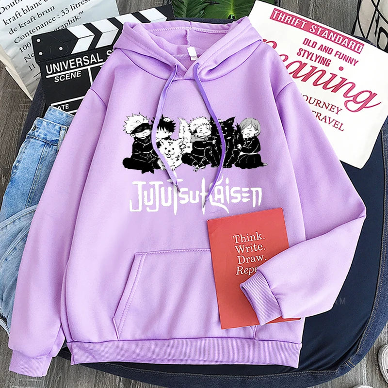 Jujutsu Kaisen Anime Hooded Itadori Yuji And Satoru Gojo Printed Men Women Patchwork Hoodies Manga Sweatshirt Harajuku Pullover