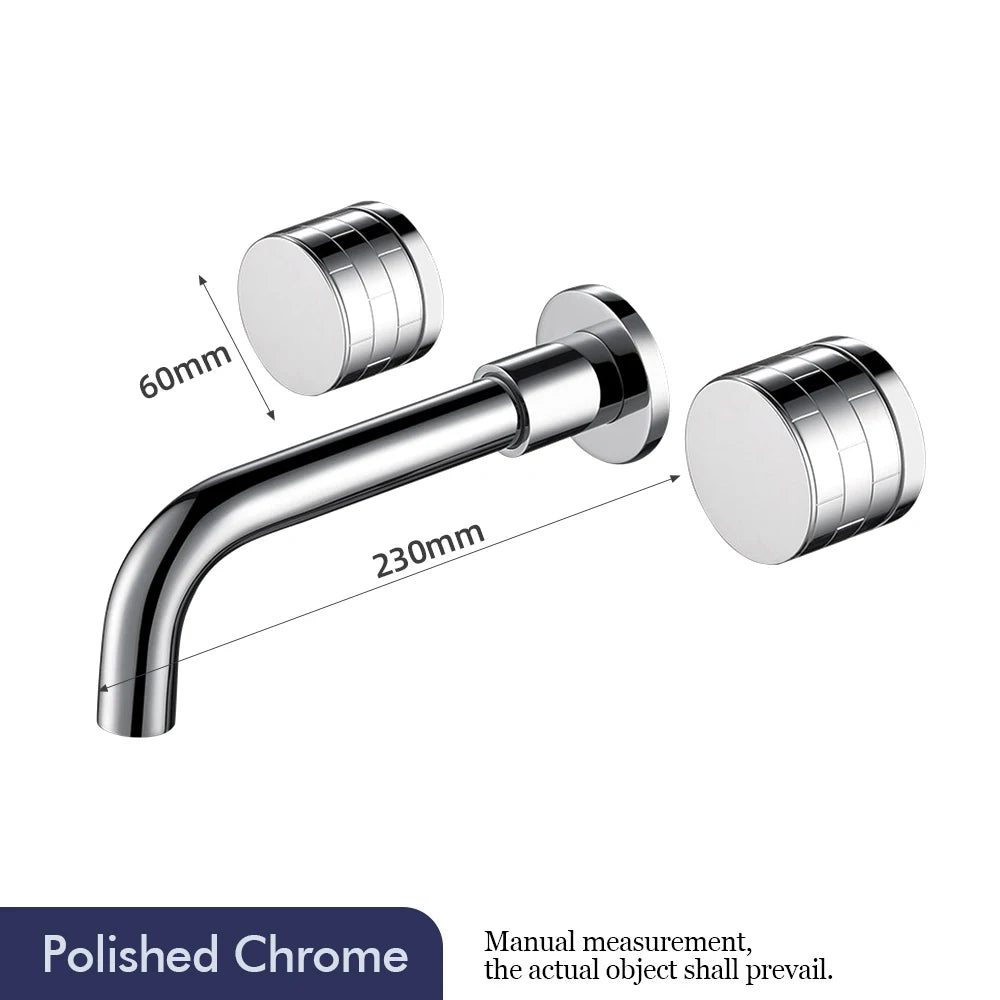 Basin Faucet Concealed Box Double Handle Sink Tap 2 Scarves Pattern Knob Bathroom Mixer Wall Mounted Brass Crane