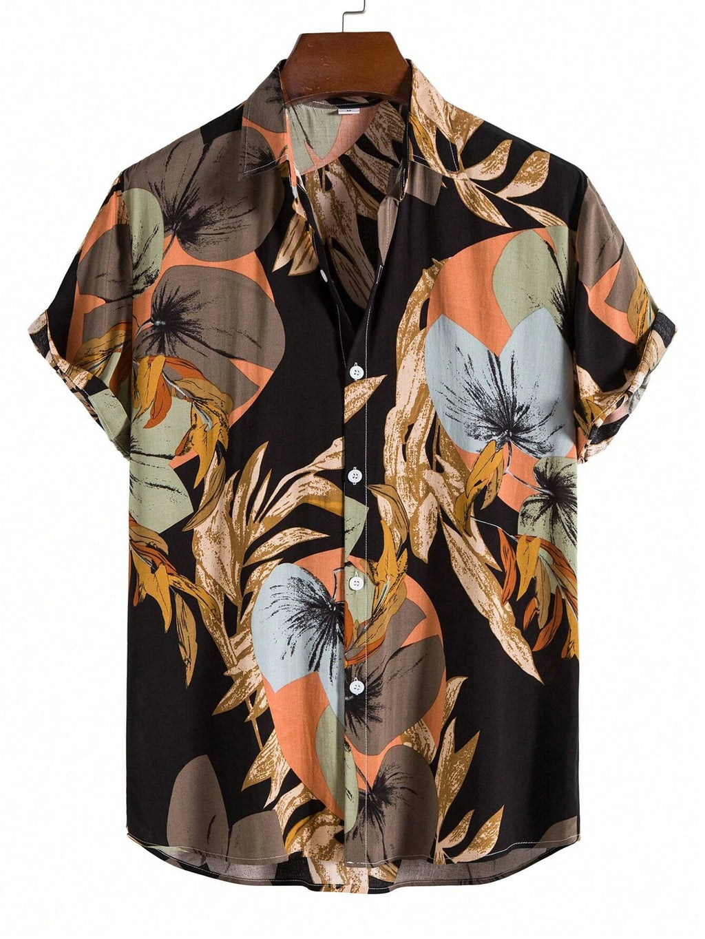 Men's Coconut Tree Graphic Print Short Sleeve Lapel Shirt Tops Men's Casual Button-Down Shirts For Summer Daily Wear And Resort