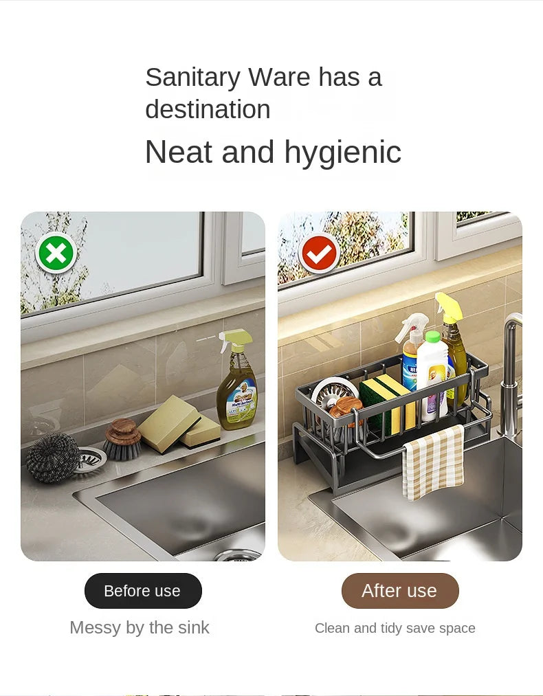Kitchen Sink Drain Rack Organizer Plastic Self-draining Sink Shelf Soap Sponge Holder Dishcloth Towel Rack Filter Basket