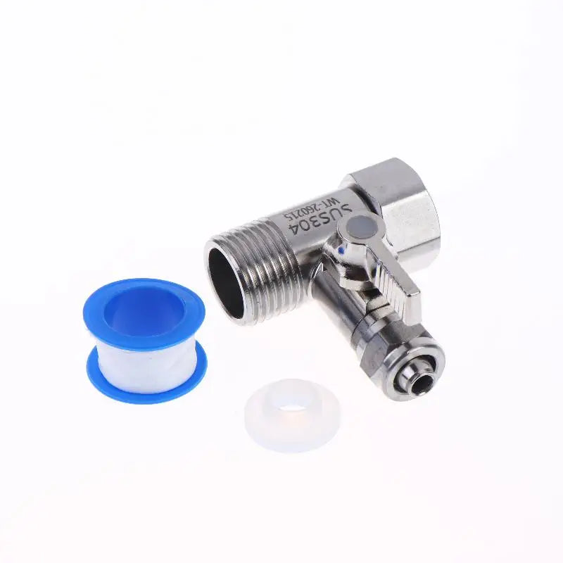 1 Set Tap Tee B Cold Hot Water Pipes Home Accessories 1/2" To 1/4"3/8" With Shut-Off Ball Valve RO Feed Water Adapter