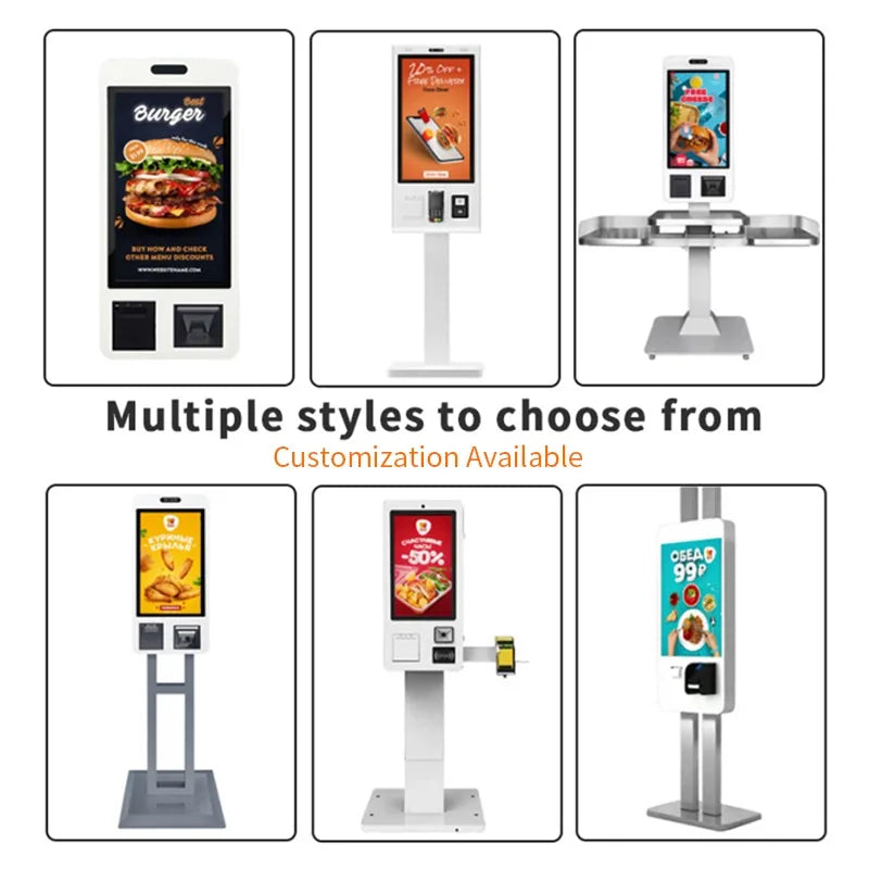 21.5'' Self-service Call System for McDonald's Kiosk Payment Method Credit Card Scanner Restaurant Self Ordering Kiosk