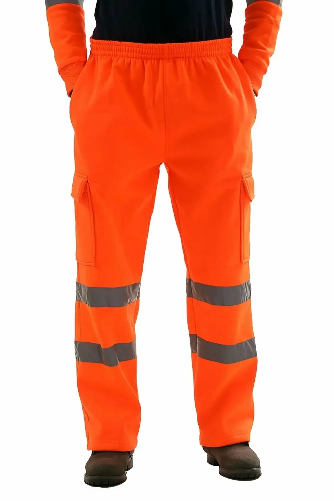 Mens Work Joggers Patchwork Workwear Uniform Bottoms Safety Sweat Pants Striped Reflective Pants Loose Mens Jogging Trousers
