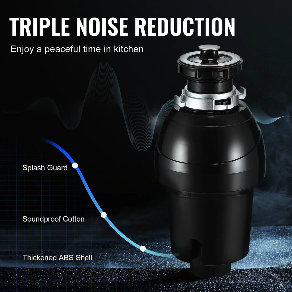 SucceBuy Garbage Disposal 1,1/2,3/4HP Continuous Feed Food Waste Disposer EZ Connect Food Waste Grinding System for Kitchen Sink