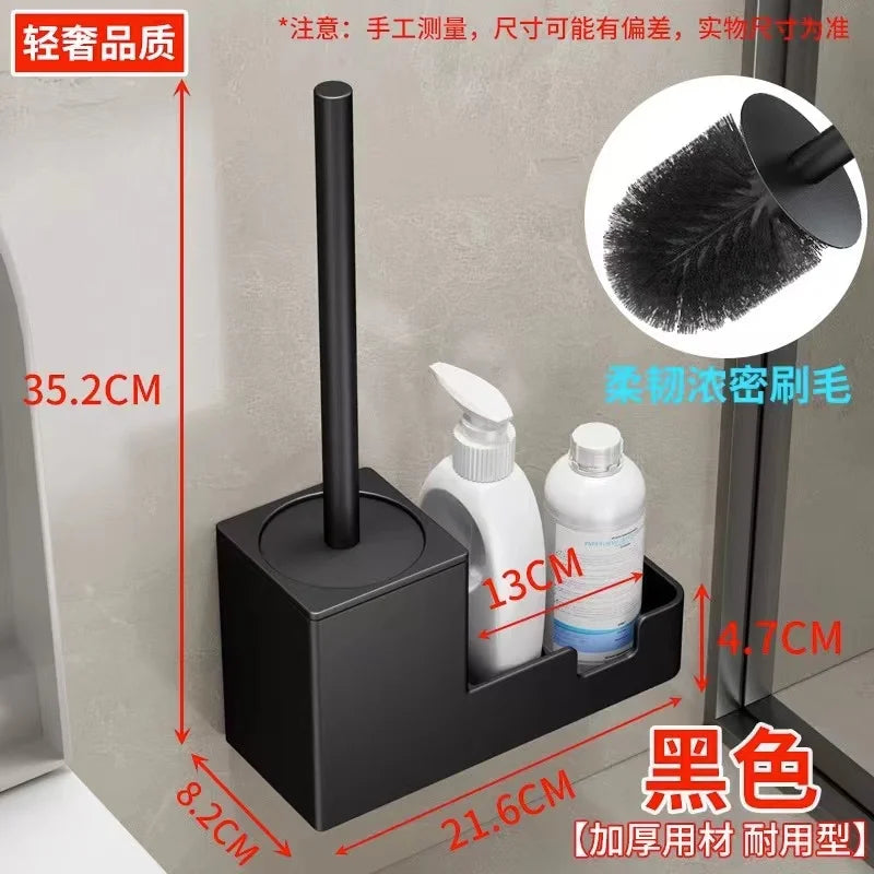 Toilet Brush Holder Wall Mounted Bathroom Cleaning Brush Toilet Brushes For Cleaning Storage Space Aluminum