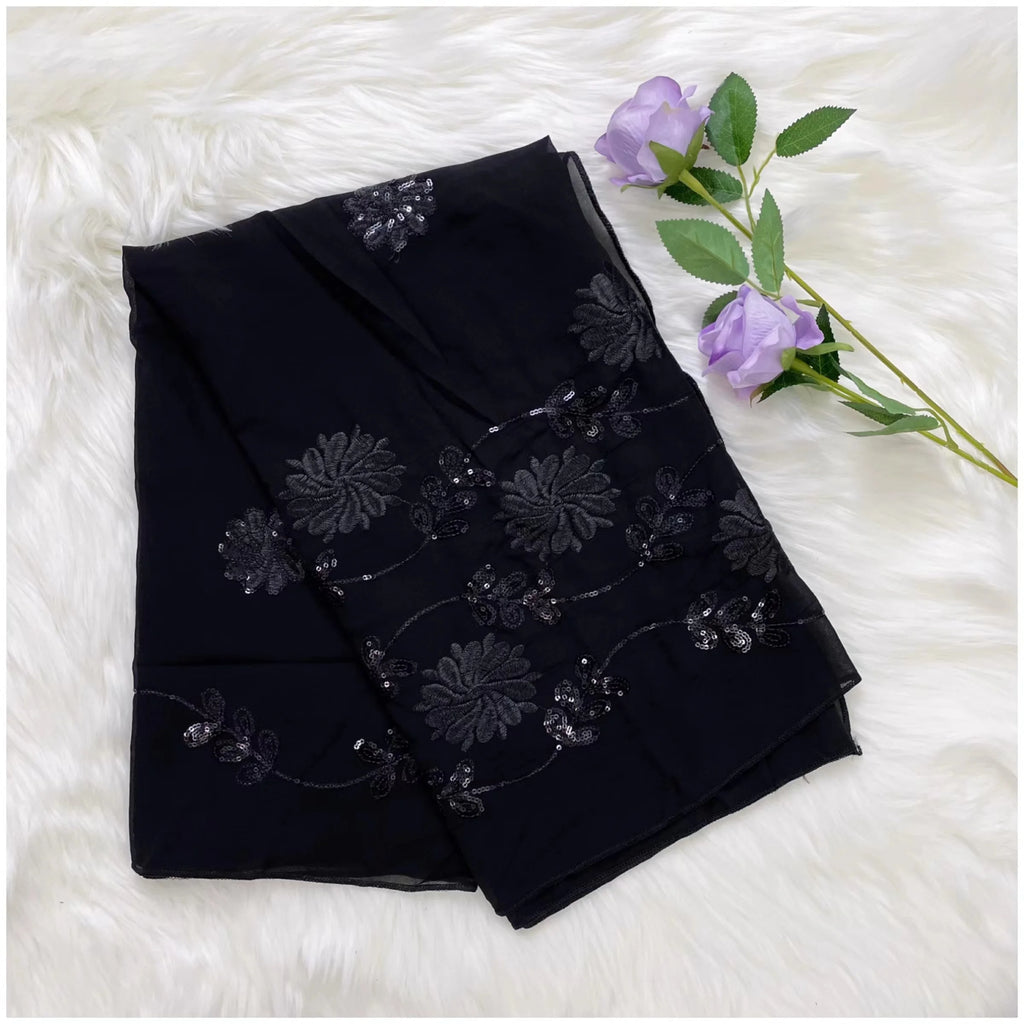 2023 Latest African Spring Women Scarf Chiffon Sequin Embroidered Ramadan Hijab Shawl Fashionable Casual Diamond  Headscarf
